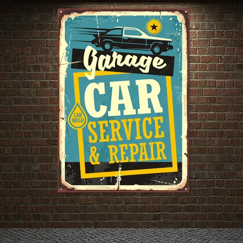 Auto Repair Shop Banners - Vintage CAR SERVICE & REPAIR Poster
