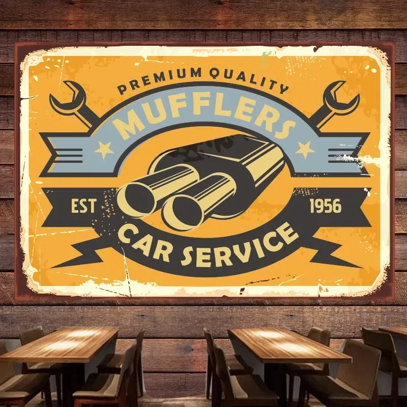 Auto Repair Shop Banners - PREMIUM QUALITY MUFFLERS Vintage CAR SERVICE