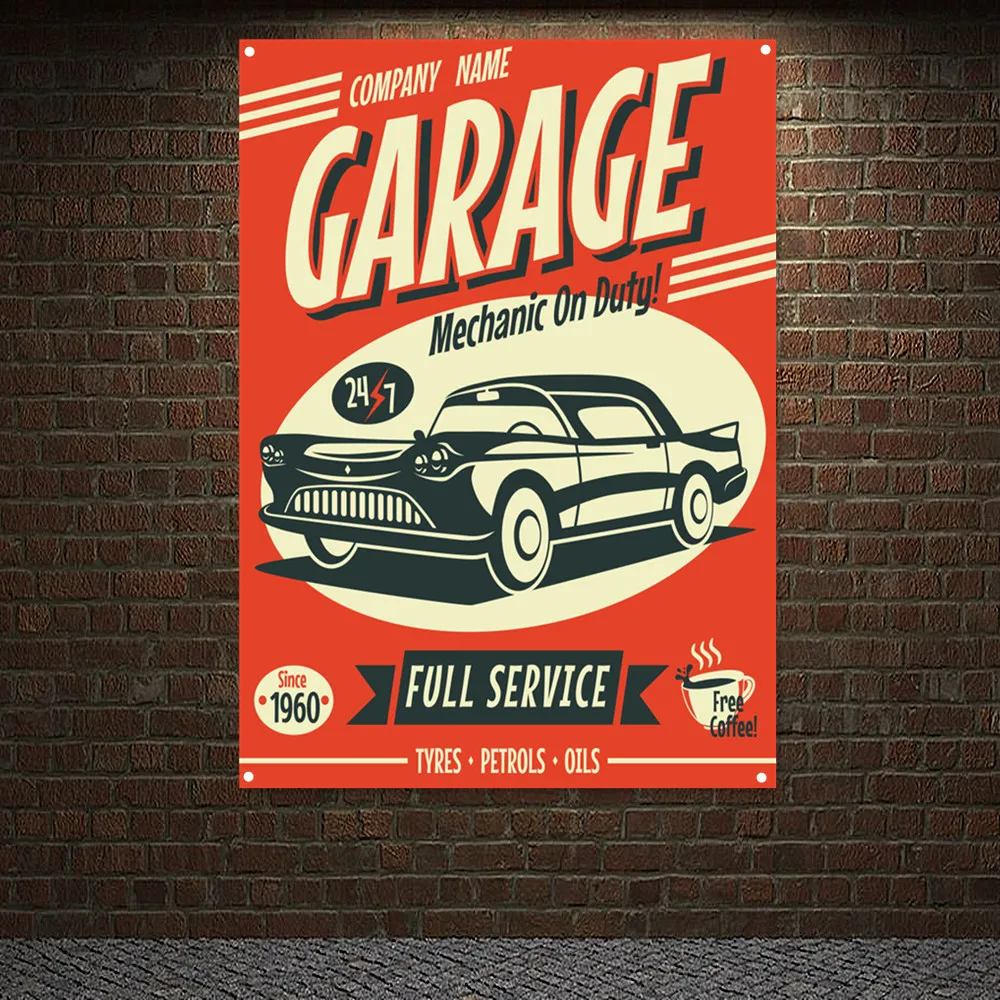 MECHANIC ON DUTY Vintage CAR F - Auto Repair Shop Banners recension och pris