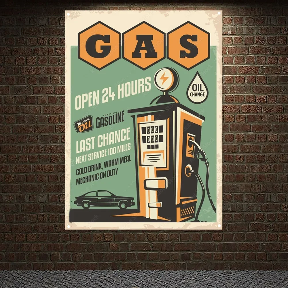 Gas Station OPEN 24 HOURS Vint - Auto Repair Shop Banners recension och pris