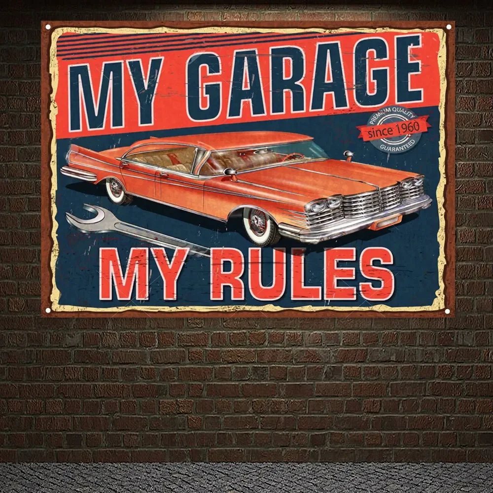 MY GARAGE MY RULES Vintage CAR - Auto Repair Shop Banners recension och pris