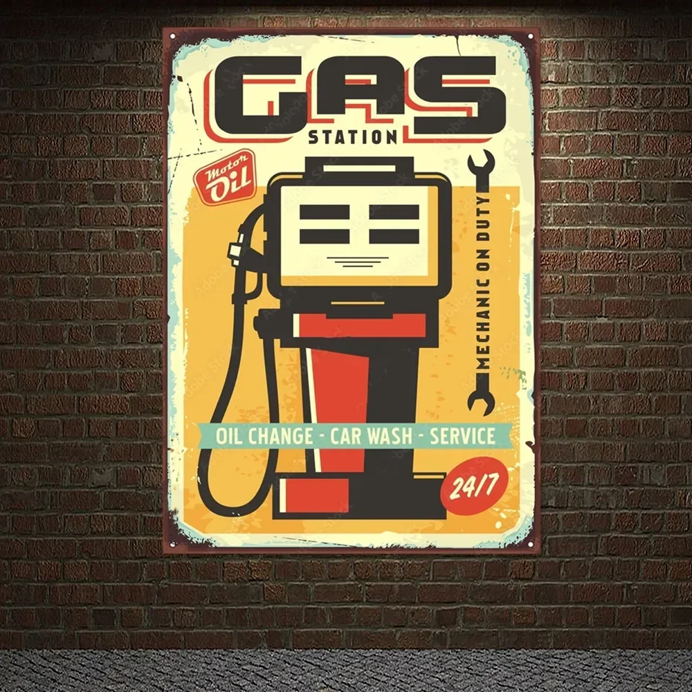 GAS STATION Vintage CAR WASH - - Auto Repair Shop Banners recension och pris