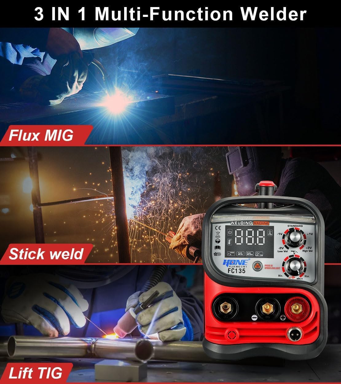 135Amp FC135 Flux-Cored MIG/ S - Tig Welder Machine recension och pris